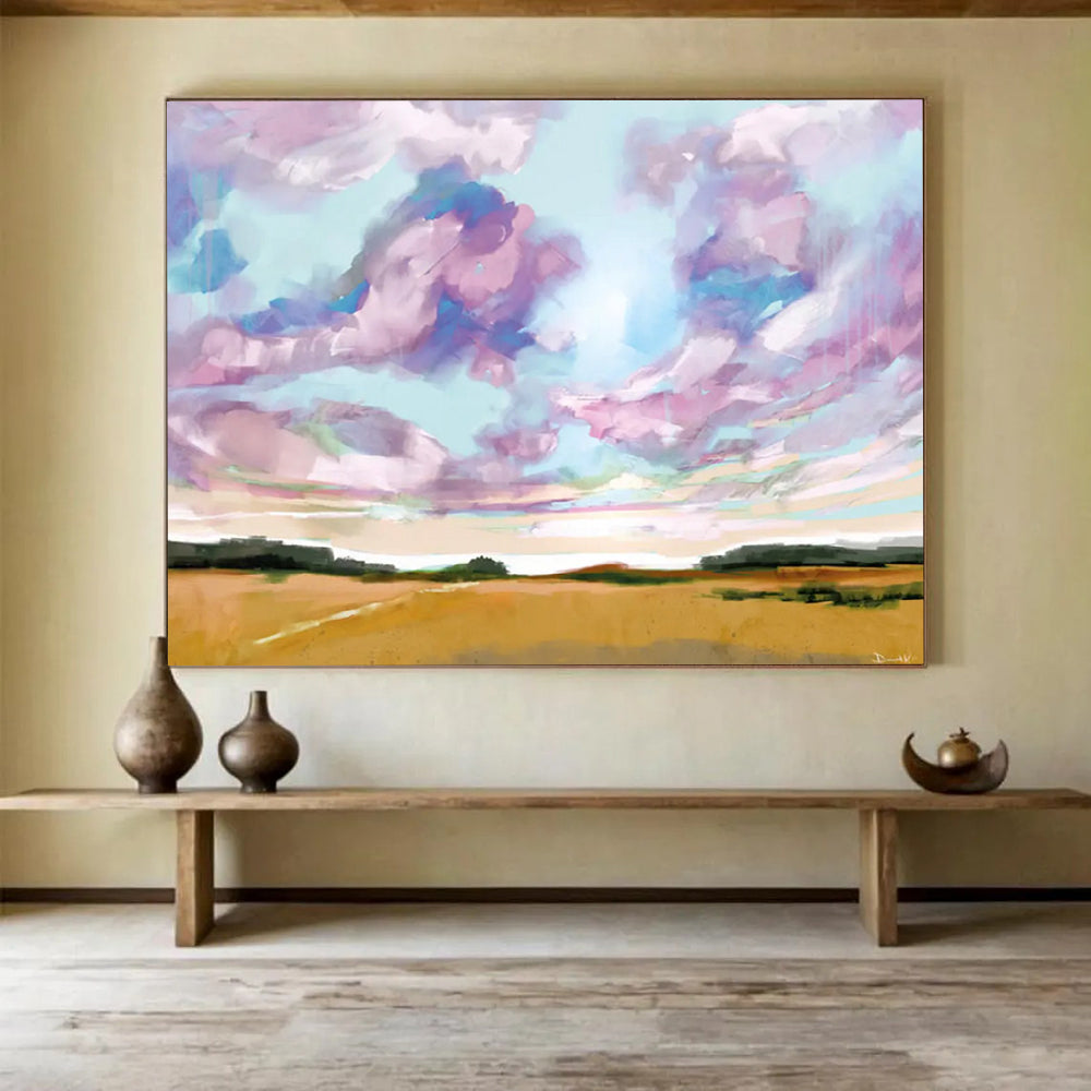 Pink - Purple Cloud Pastoral Painting: Restoring the Poetic Sky of the Pastoral DLZ149