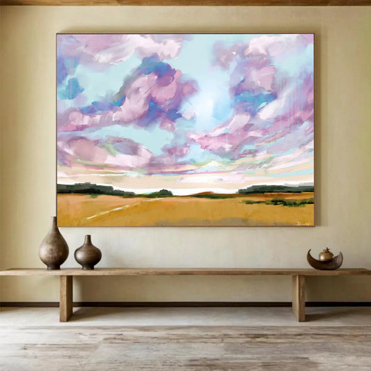 Pink - Purple Cloud Pastoral Painting: Restoring the Poetic Sky of the Pastoral DLZ149