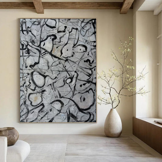 Imperial Vertical Hand - Painted Custom Abstract Narrative (with Silk Textures) for Bedroom and Living Room DKH1591