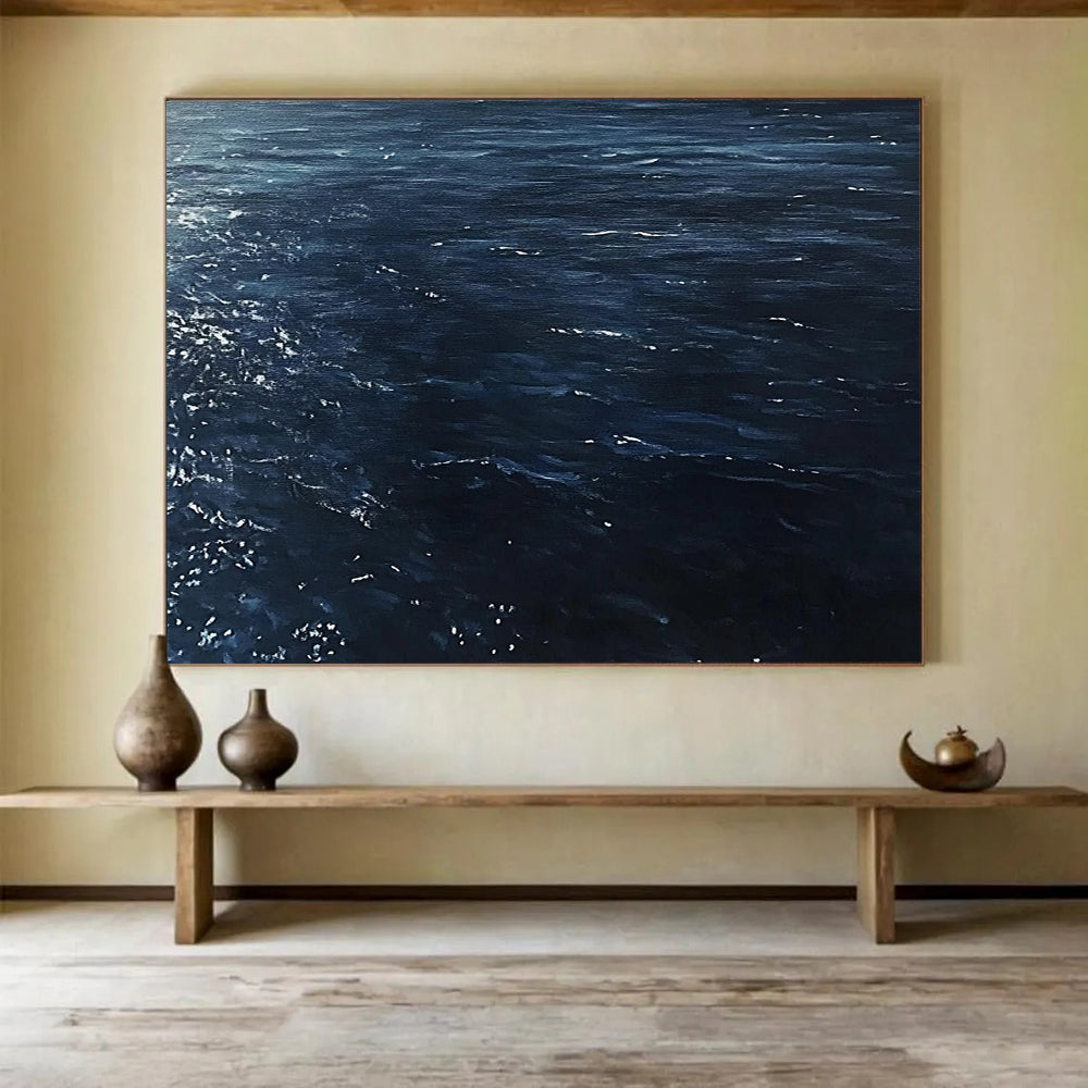 “Dark Blue Sea with Sparkles” - Realistic Oil Painting HB0526