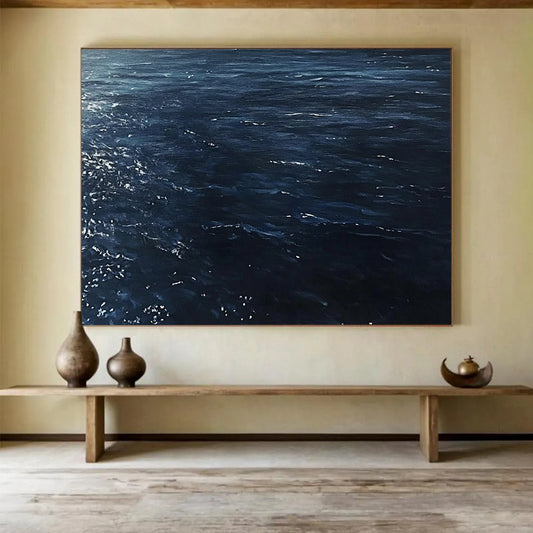 “Dark Blue Sea with Sparkles” - Realistic Oil Painting HB0526