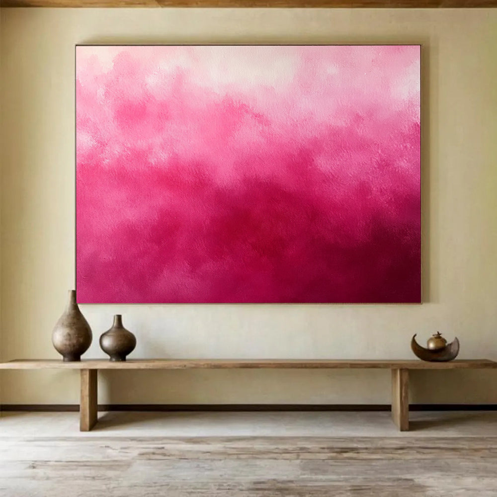 “Pink Gradient Dream” - Pink, White - Soft Gradient Texture - Acrylic Painting HB1296
