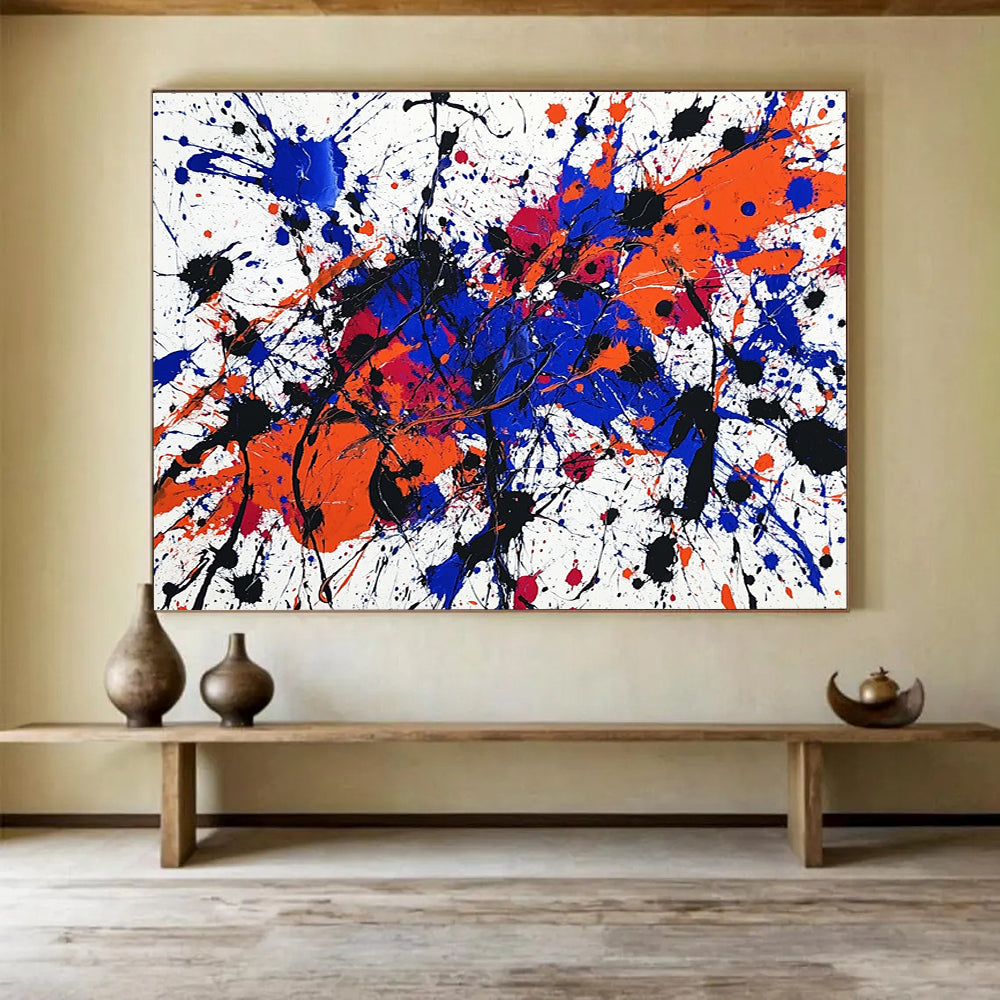 Splatter Abstract Expressionist - Dynamic Abstract Oil Painting On Canvas HB0484