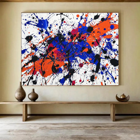Splatter Abstract Expressionist - Dynamic Abstract Oil Painting On Canvas HB0484