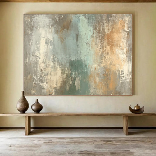 “Abstract Earth Tones” - Grays, Browns, Teals, Abstract Textured Painting - Acrylic Painting HB1765
