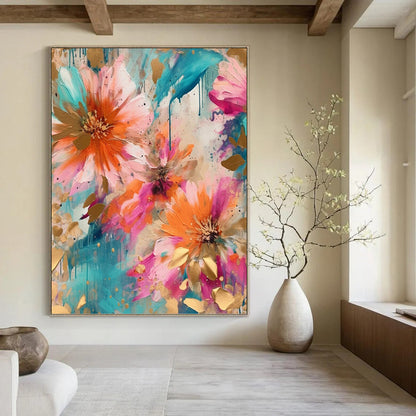 Grand - Sized Vertical Hand - Painted Textured Custom Abstract Crescendo for Office and Bedroom DKH1598