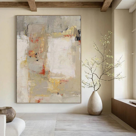 Large - Format Hand - Painted Textured Custom Abstract Painting, for Decorating Dining Room and Office DKH1435