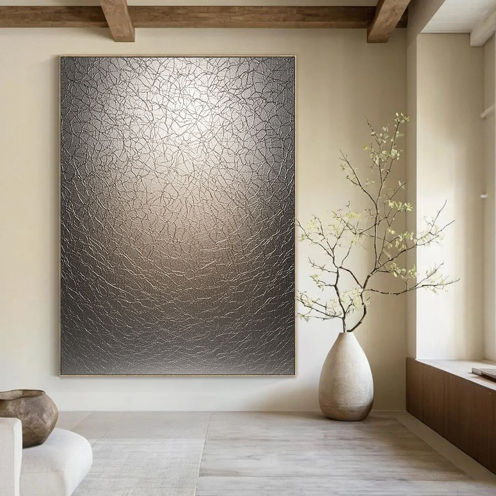 Contemporary abstract art showcases textured LED surface with crinkles illuminated by soft gradient light creating depth and intricate patterns. DLZ1226
