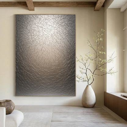 Contemporary abstract art showcases textured LED surface with crinkles illuminated by soft gradient light creating depth and intricate patterns. DLZ1226