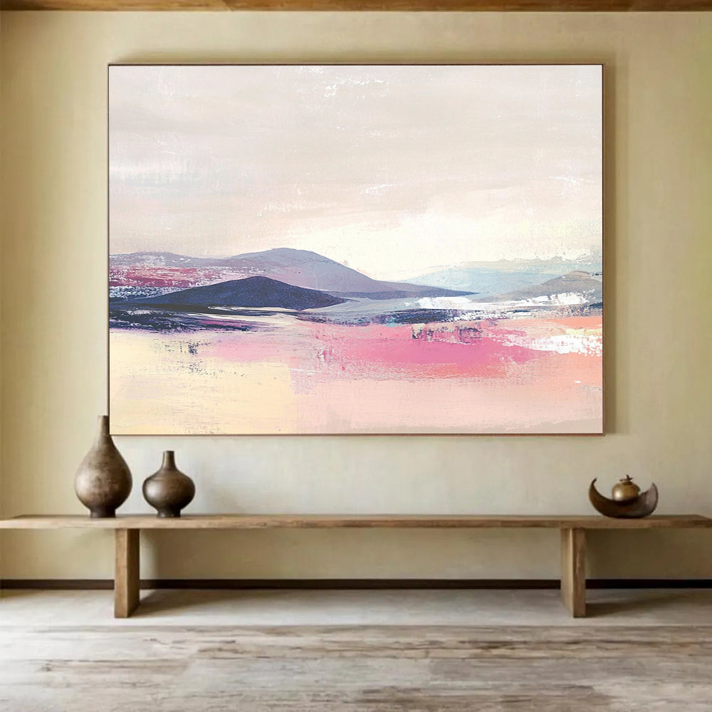 “Pastel Mountainscape” - Pink, Purple, Blue, Softly Painted Hills and Sky Painting On Canvas HB0940