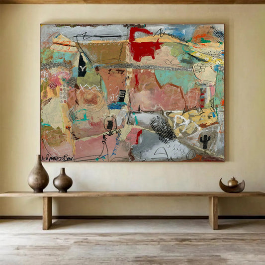 Earth - Toned Abstract Collage - Rustic Living Room or Office Art DLZ243