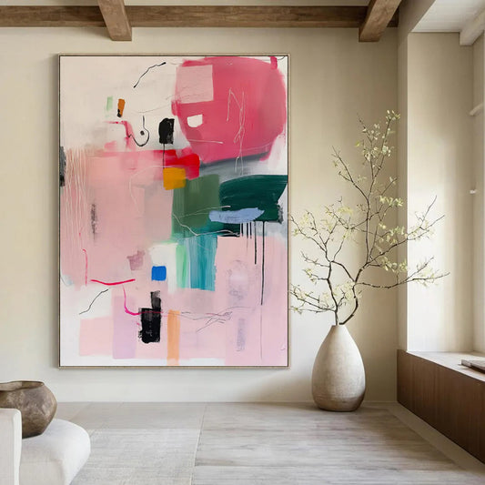 Oversized Hand - Painted Custom Textured Abstract Artwork for Hallway & Entryway DKH0998
