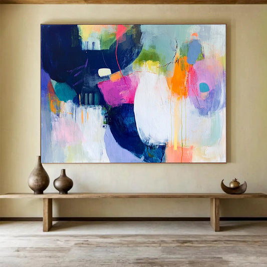 “Vibrant Color Collage” - Pink, Purple, Orange, Blue, Abstract Shapes - Modernist Collage - Inspired Acrylic Painting HB1551
