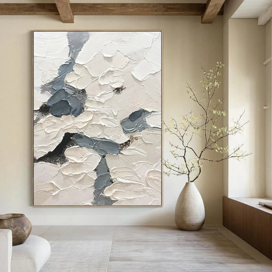 Designer - Led Luxury: Hand - Rendered Textured Canvas Abstract for Dining Room & Hotel Suite DKH1160