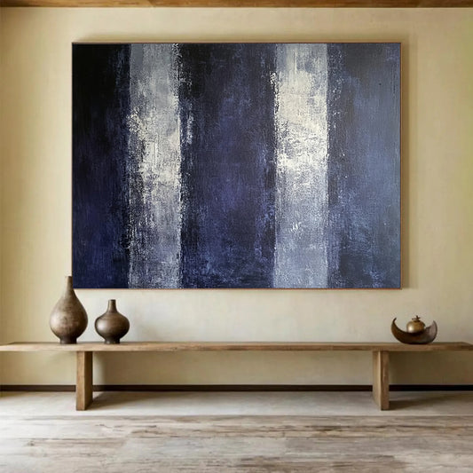 “Moody Purple Stripes” - Purple, Gray, Black, Abstract Vertical Strokes Painting On Canvas HB1034