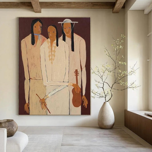 Meandering Textures: Giant Custom Abstract Canvas for Dining Room and Hallway DTP141