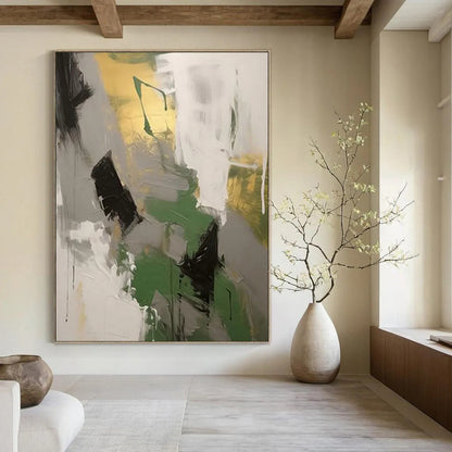 Frosted Ferns: Colossal Textured Custom Abstract Painting for Bedroom and Office DTP115
