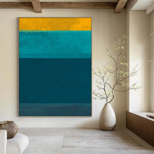 Tall - Standing Vertical Hand - Painted Custom Abstract Gem (with Braided - Rope Textures) for Living Room and Hotel DKH1623
