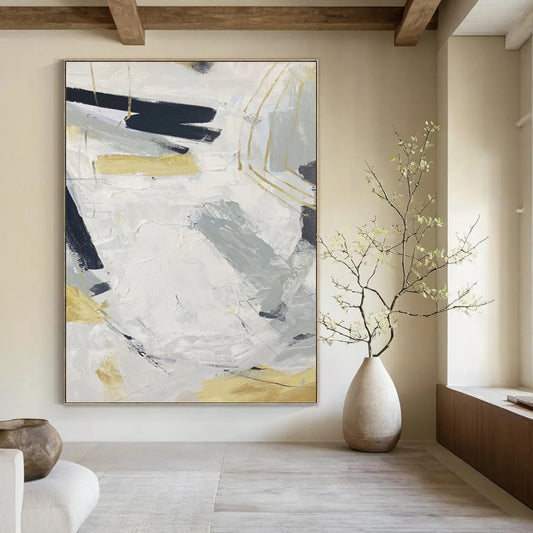 Extended Vertical Hand - Painted Custom Abstract Symphony (with Cloud Textures) for Office and Entryway DKH1587