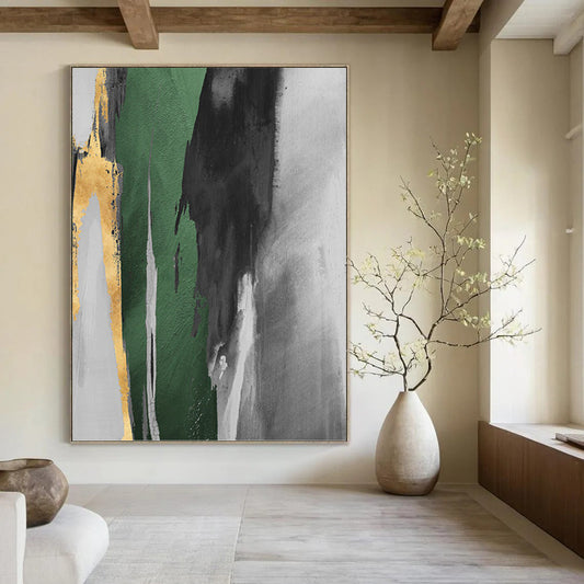 Grandiose - Scale Vertical Hand - Painted Textured Custom Abstract Gem, Perfect for Bedroom and Dining Room DKH1522