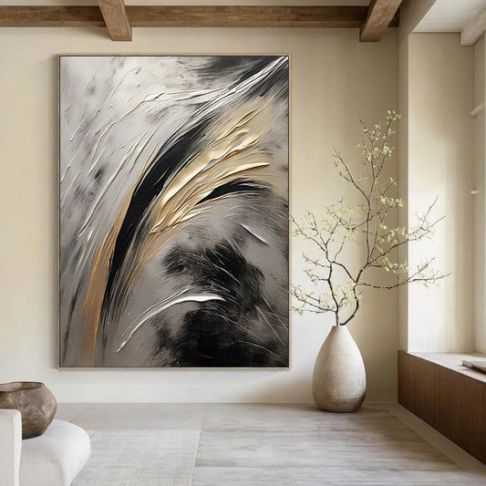 Starlight Pathway: Mega - Sized Hand - Painted Custom Abstract Canvas for Hallway and Hotel DTP126