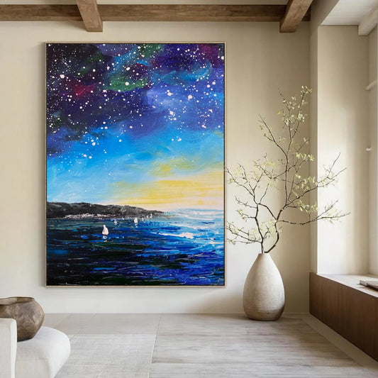 Custom Hand-Painted Abstract Mural for Office & Hotel LargeART1901