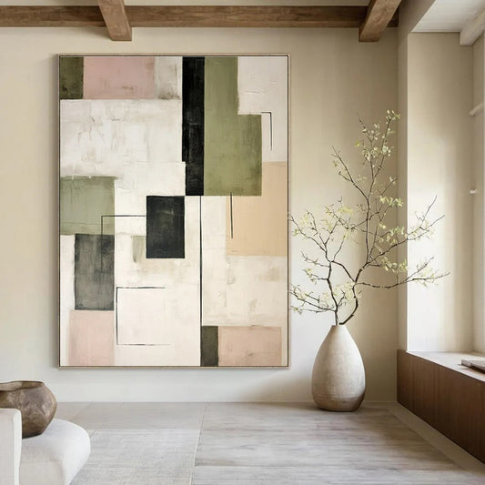 Hand-Painted Bespoke Abstract Art for Living Room & Hotel Fitness Terraces LargeART1446