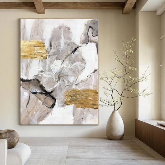 Regal Hand - Painted Textured Abstract Art for Hotel & Entryway DKH1301
