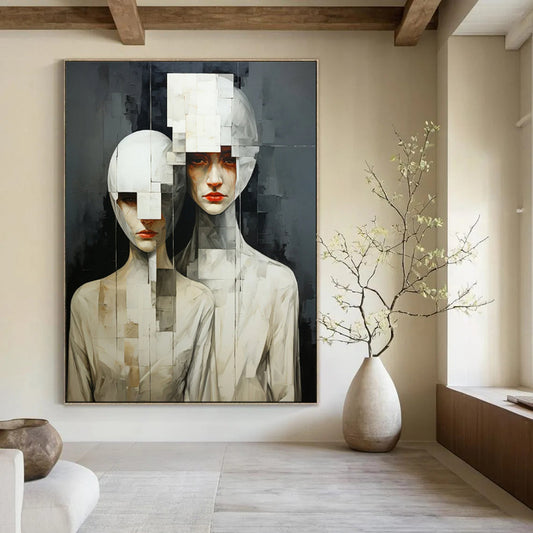 Custom Hand-Painted Abstract Painting for Office & Dining Room LargeART1895