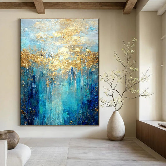 Grand - Scale Hand - Painted Textured Custom Abstract Art for Dining Room and Office DTP065