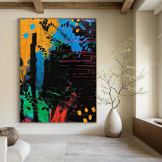Nebula's Dance: Extra - Vast Hand - Painted Custom Abstract Painting for Living Room and Office DTP096