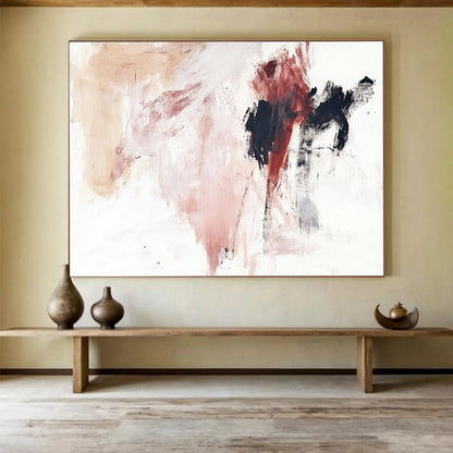“Pink - Black Abstract Gestures” - Pink, Black, Abstract Expressionist Painting On Canvas HB1110