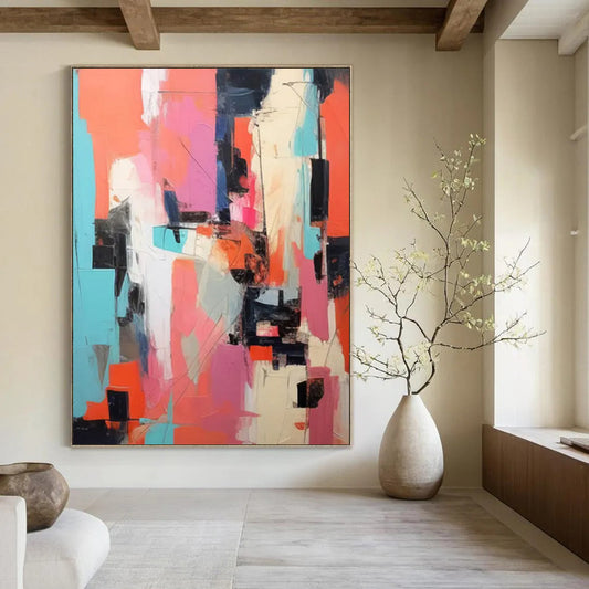 Autumn Leaves: Immense - Scale Hand - Painted Custom Abstract Creation for Living Room and Office DTP127