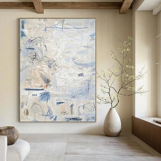 Fibrous Textures: Extended Custom Abstract Painting for Office and Dining Room DTP144