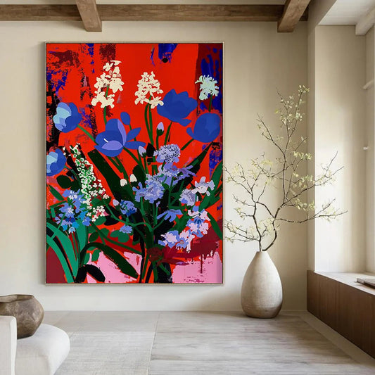 Mystic Grove: Monumental Hand - Painted Textured Custom Abstract Art for Dining Room and Hallway DTP101