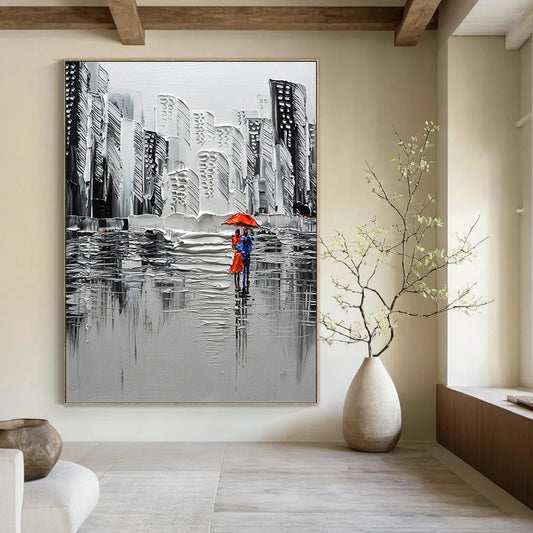 Extended - Height Vertical Hand - Painted Textured Custom Abstract Elegy for Bedroom and Hotel DKH1600