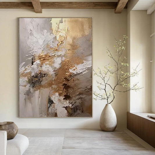 Productively Oversized Hand - Painted Textured Abstract Canvas for Home Office & Study Nook DKH1246