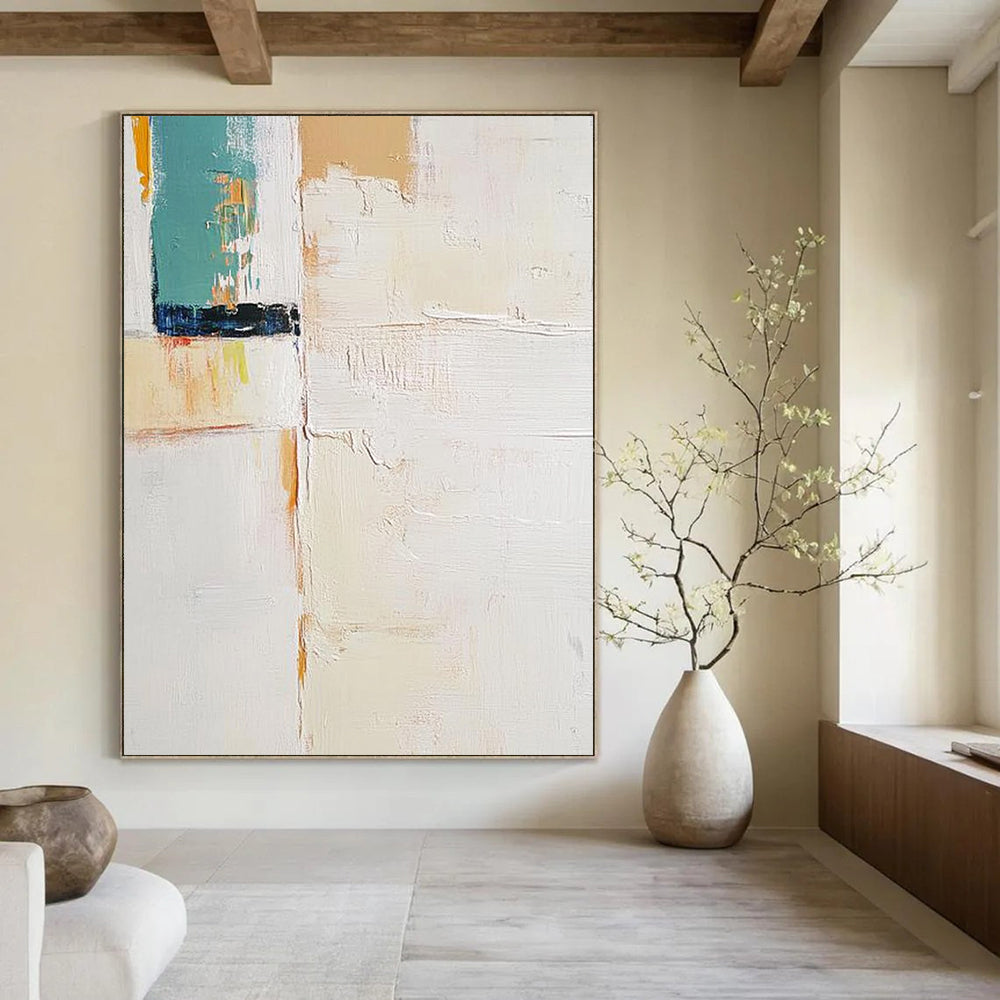 Large contemporary hand-painted abstract art featuring vibrant colors and bold shapes, perfect for adding a modern touch to any space. DLZ1770