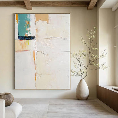 Large contemporary hand-painted abstract art featuring vibrant colors and bold shapes, perfect for adding a modern touch to any space. DLZ1770