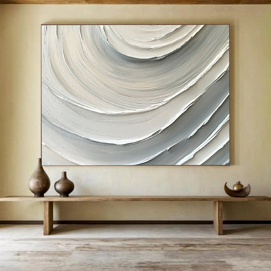 “Gray - White Textured Swirls” - Gray, White, Textured swirl patterns - Relief Art HB1791