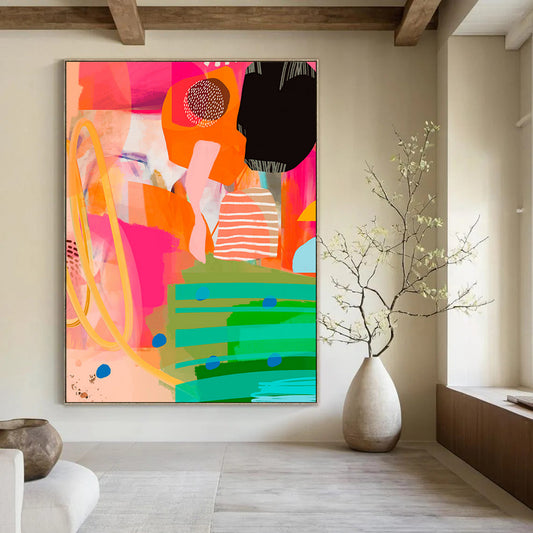 Dynamic & Energetic Hand-Painted Custom Abstract Painting for Bar & Hotel LargeART2010