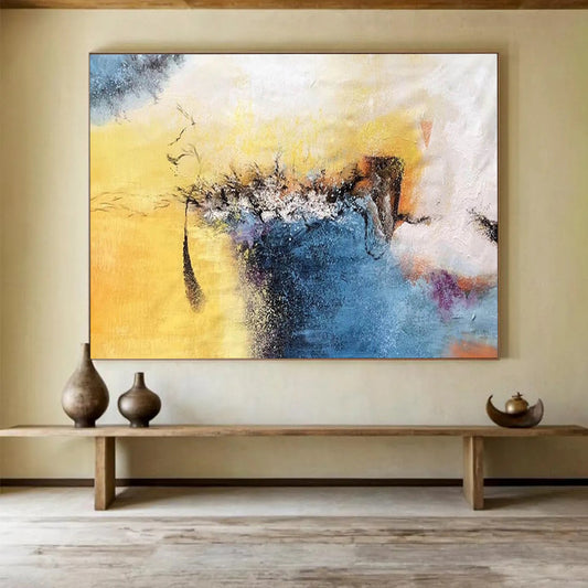 Dynamic Yellow and Blue Abstract: Capture the Essence of Creativity DLZ156