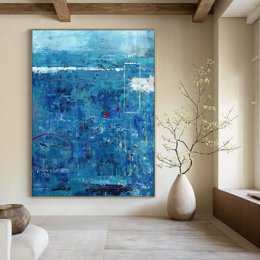 Striking Monumental-Sized Hand-Painted Abstract Art: Elevate Your Office & Bar LargeART2389
