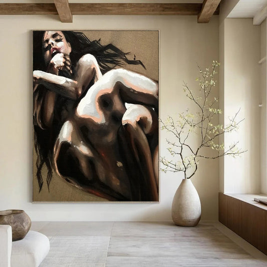 Large - Sized Vertical Custom Abstract Hand - Painted Masterpiece for Office and Dining Room DKH1631