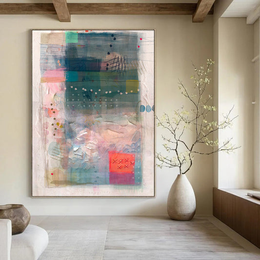 Custom Hand-Painted Abstract Mural for Dining Room & Hotel LargeART1858