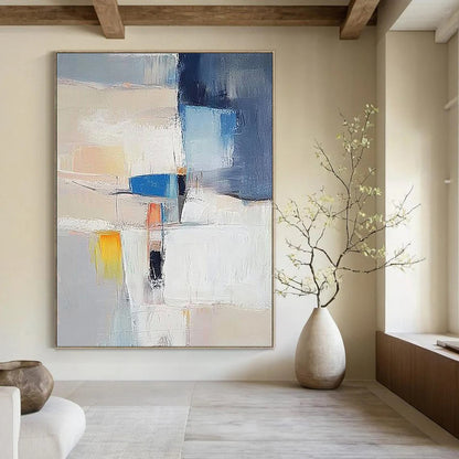 Contemporary hand-painted abstract artwork showcasing vibrant colors and dynamic shapes for a striking visual experience in any modern space. DLZ1761