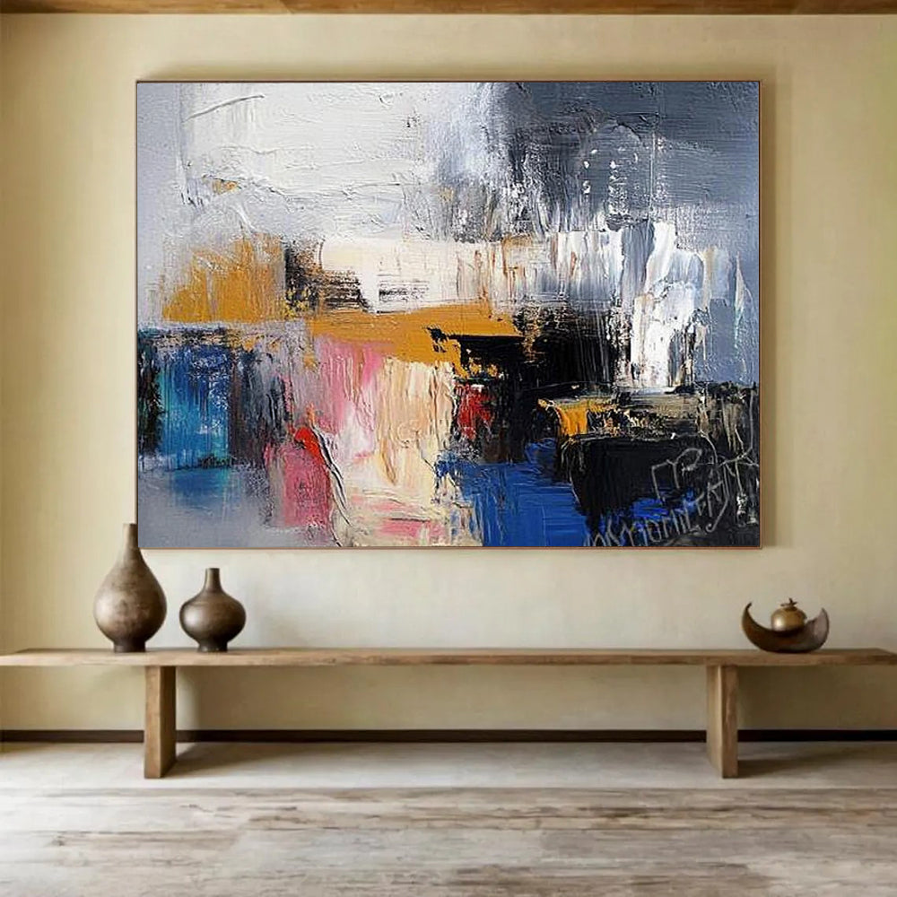 Colorful Abstract Layers "Urban Symphony" Painting On Canvas HB0415