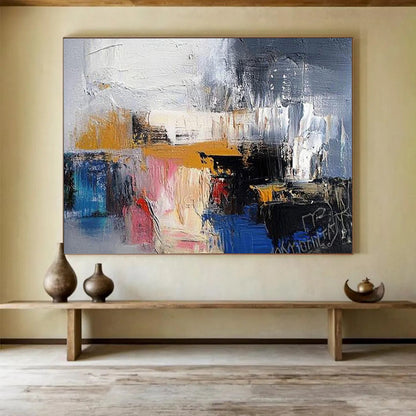 Colorful Abstract Layers "Urban Symphony" Painting On Canvas HB0415