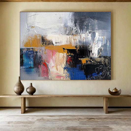 Colorful Abstract Layers "Urban Symphony" Painting On Canvas HB0415