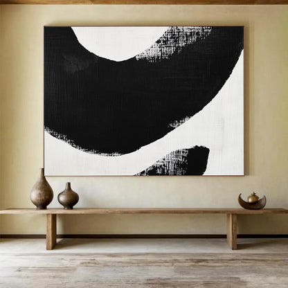 Bold Black Curved Shapes - Expressive Abstract Painting On Canvas HB0460